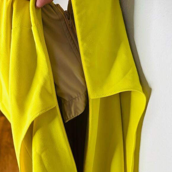 HALSTON Yellow Lil Crepe Strapless Overlay Side Zipper Jumpsuit Dress Size 2 - Picture 16 of 16